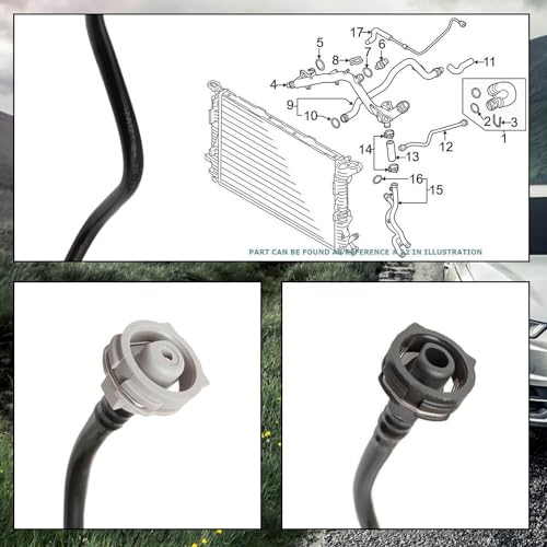 BSNOVT 4G0121081AE Radiator Coolant Reservoir Hose,FIts for 2013-2018 Audi A6 / A7 / Allroad quattro,Engine Coolant Overflow Hose Replaces 4G0121081EJ 4G0121081CT - Image 5