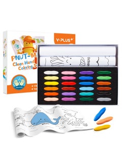 YPlus YPLUS Peanut Crayons Set for Kids, Art Case with 24 Colors Crayons and Wall Sticker Paper Rolls, Non-Toxic Toddler Coloring Supplies Stocking Stuffers for Kids Toddler  - Image 1