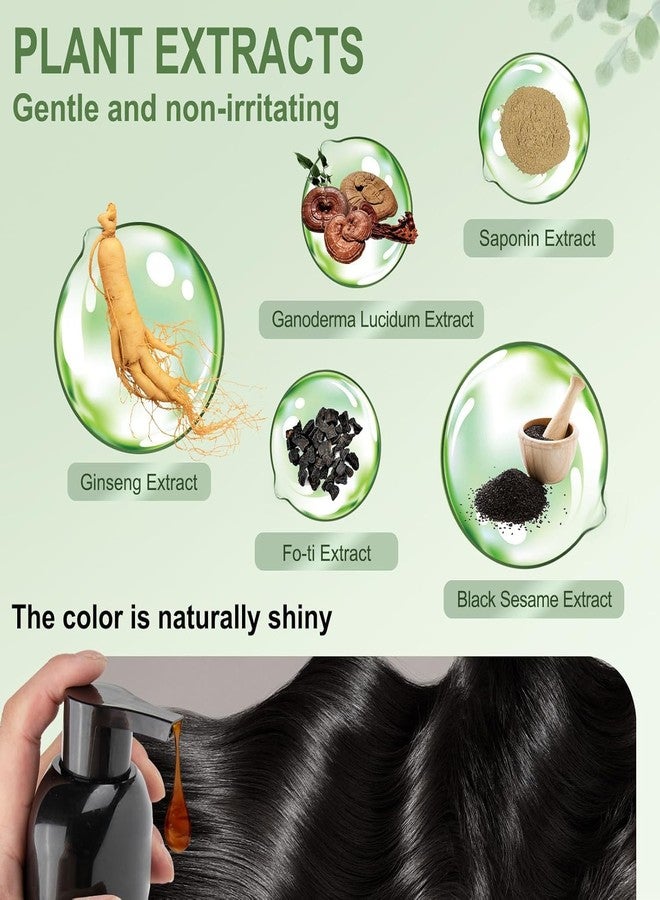 Afflano Herbal 3 in 1 Hair Dye Instant Black Hair Shampoo for Women & Men 500ML - Image 2