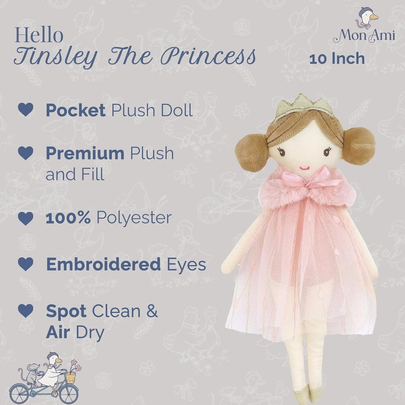 MON AMI Tinsley The Princess Pocket Doll – 10 Inches | Soft Plush Princess Toy for Girls | Collectible Doll for Cuddling & Playx - Image 2