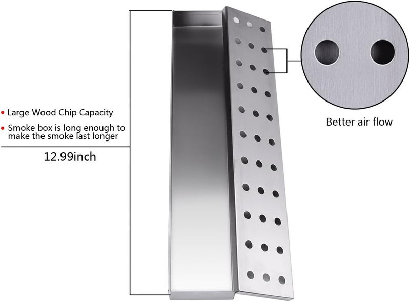 Lightique Smoker Box - Stainless Steel BBQ Smoker Box for Gas Grilling Works with Wood Chips, Grill & Smoker Accessories, Reusable Smoker Box with Lid for Gas Grill or Charcoal Grill, 13"x 2.4" x 1.2" - Image 4