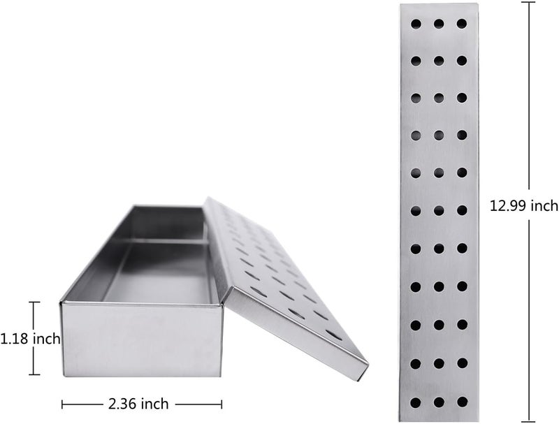 Lightique Smoker Box - Stainless Steel BBQ Smoker Box for Gas Grilling Works with Wood Chips, Grill & Smoker Accessories, Reusable Smoker Box with Lid for Gas Grill or Charcoal Grill, 13"x 2.4" x 1.2" - Image 3