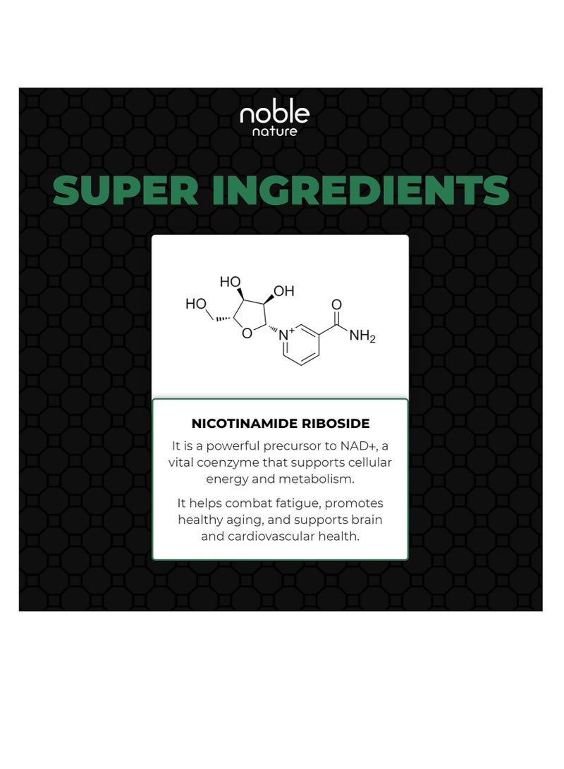 نوبل نيتشر NAD+ 2000 ملغ - نيكوتيناميد ريبوسيد أدينين دينوكليوتيد محفز NAD - 90 كبسولة نباتية - إمداد لمدة 30 يومًا - Image 4