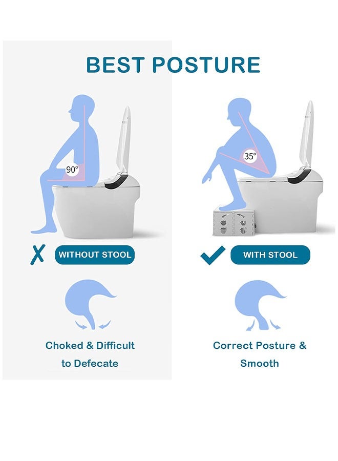 مرحاض قابل للطي، تصميم فريد للطي، براز صغير وعريض القوائم، أقدام مضادة للانزلاق، يعمل على تخفيف الإمساك بشكل فعال، براز القرفصاء سهل التخزين (رمادي) - Image 3