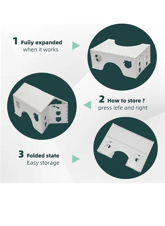 مرحاض قابل للطي، تصميم فريد للطي، براز صغير وعريض القوائم، أقدام مضادة للانزلاق، يعمل على تخفيف الإمساك بشكل فعال، براز القرفصاء سهل التخزين (رمادي) - Image 4