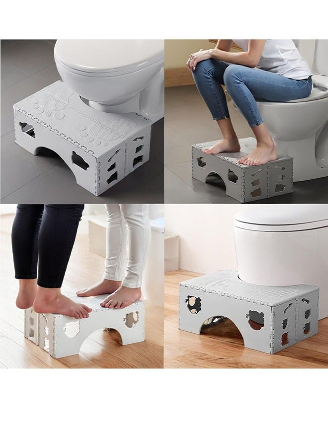 مرحاض قابل للطي، تصميم فريد للطي، براز صغير وعريض القوائم، أقدام مضادة للانزلاق، يعمل على تخفيف الإمساك بشكل فعال، براز القرفصاء سهل التخزين (رمادي) - Image 5