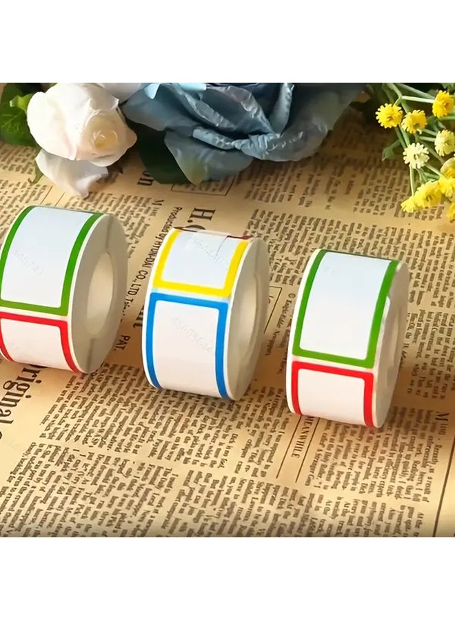 3 لفات من الملصقات اللاصقة الفارغة ذات الرموز اللونية، متعددة الألوان: أخضر، أزرق، أصفر، أحمر، أبيض، مع ألسنة ذات رموز لونية لتنظيم المكاتب، ووضع العلامات على الصناديق، وملفات المجلدات، وبطاقات الهدايا، سهلة التقشير والكتابة. - Image 2