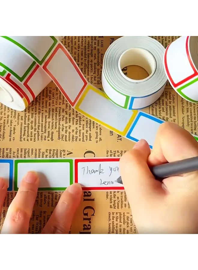 3 لفات من الملصقات اللاصقة الفارغة ذات الرموز اللونية، متعددة الألوان: أخضر، أزرق، أصفر، أحمر، أبيض، مع ألسنة ذات رموز لونية لتنظيم المكاتب، ووضع العلامات على الصناديق، وملفات المجلدات، وبطاقات الهدايا، سهلة التقشير والكتابة. - Image 3