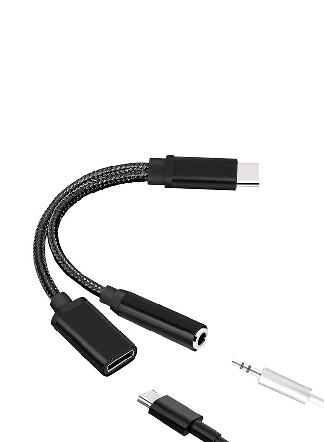Loquat 2 In 1 USB Type-C Charging Cable With Audio Cable Black - Image 2