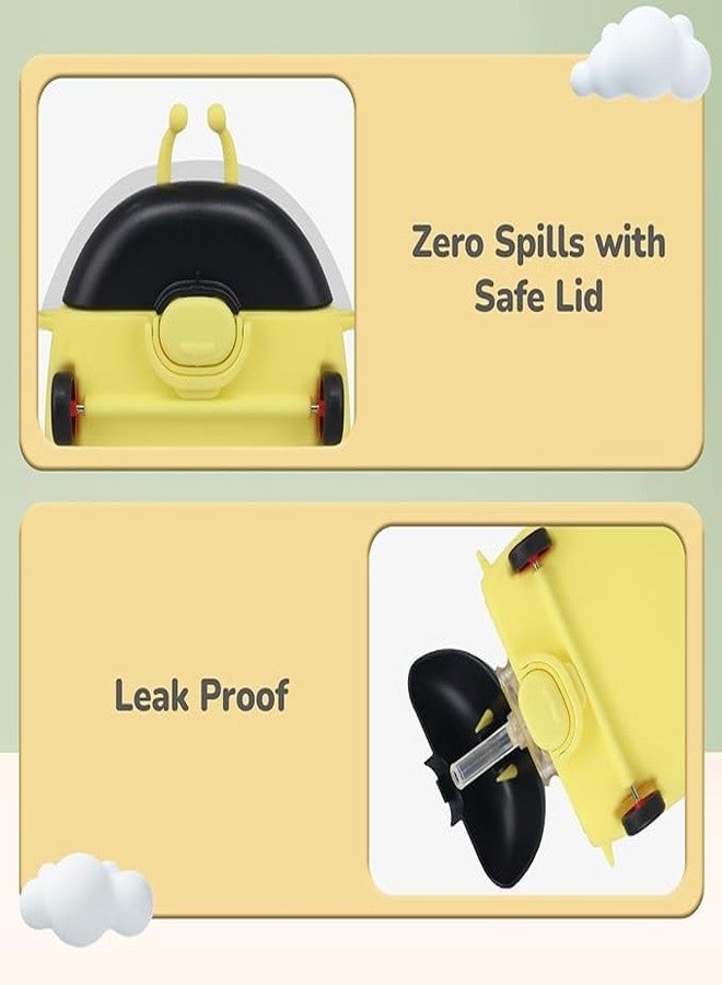 DEEDECORWAVE Ladybug Beetle Premium Water Sipper for Baby - 700ml BPA-Free, Spill-Proof PP Material with Soft Silicone Straw | Leakproof Sippy Cup for Kids 12+ Months (Yellow) - Image 3