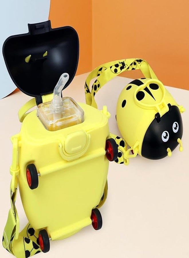 DEEDECORWAVE Ladybug Beetle Premium Water Sipper for Baby - 700ml BPA-Free, Spill-Proof PP Material with Soft Silicone Straw | Leakproof Sippy Cup for Kids 12+ Months (Yellow) - Image 1