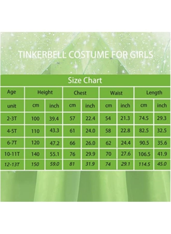 GGEROU - Princess Tinkerbell Fairy Costume for Toddler Girls,Elf Cosplay Dress Princess Costumes with Butterfly Wings,Tinker Bell Fairy Dress Up Outfit for Girls Birthday Party Age 2-13 Years - Image 1