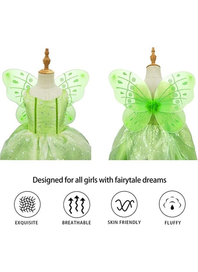 GGEROU - Princess Tinkerbell Fairy Costume for Toddler Girls,Elf Cosplay Dress Princess Costumes with Butterfly Wings,Tinker Bell Fairy Dress Up Outfit for Girls Birthday Party Age 2-13 Years - Image 1