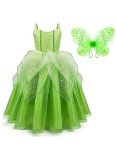 Princess Tinkerbell Fairy Costume for Toddler Girls,Elf Cosplay Dress Princess Costumes with Butterfly Wings,Tinker Bell Fairy Dress Up Outfit for Girls Birthday Party Age 2-13 Years