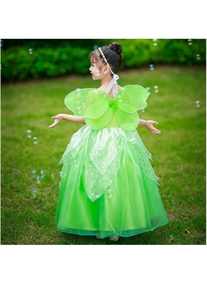 GGEROU - Princess Tinkerbell Fairy Costume for Toddler Girls,Elf Cosplay Dress Princess Costumes with Butterfly Wings,Tinker Bell Fairy Dress Up Outfit for Girls Birthday Party Age 2-13 Years - Image 1