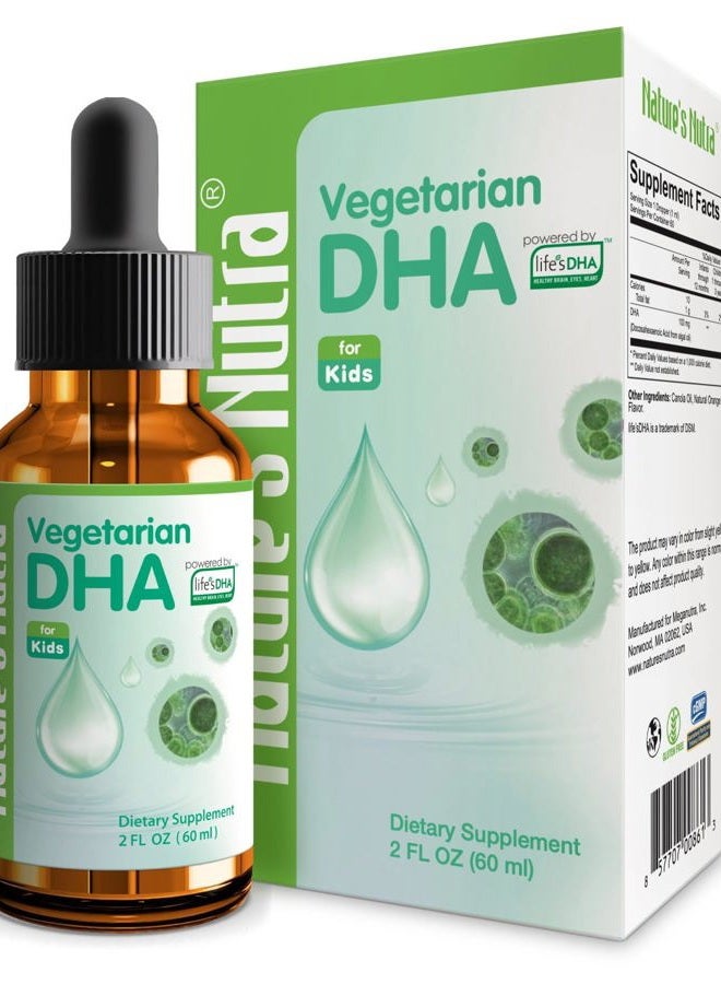 GROWNSY Vegetarian DHA, Premium Liquid DHA for Baby, Infant, Kids and Children, Non-GMO, DHA 100 mg, Pure Plant Source, 2 Fl Oz (60ml)  - Image 1