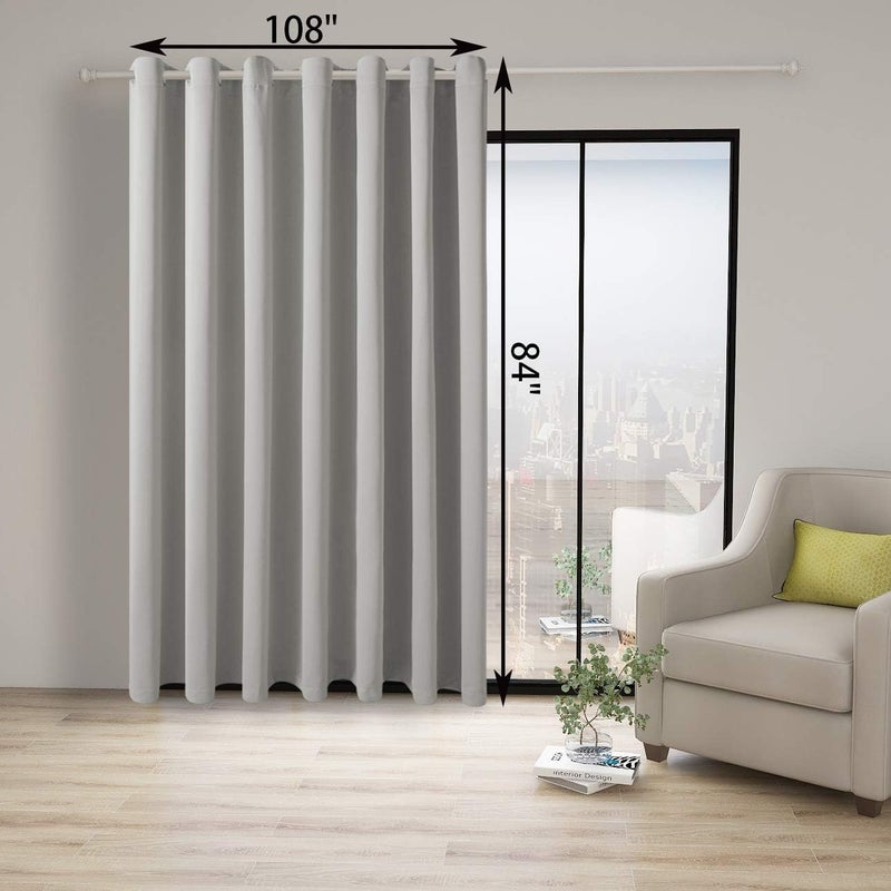 BONZER - Room Divider Curtain - Total Privacy Grommet Room Darkening Curtain for Patio, Sliding Glass Door, 84" L x 108" W (7" - Image 3