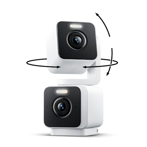 WYZE Duo Cam Pan Indoor/Outdoor IP65 2K 360° Pan/Tilt Smart Home Security Camera with Color Night Vision, Compatible with Alexa & Google Assistant, White - Image 1