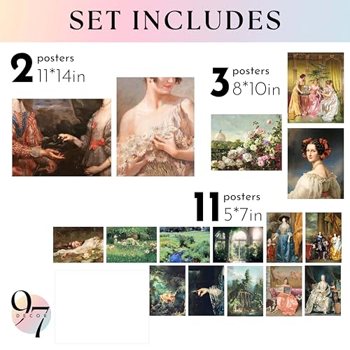 97 Decor LARGE 11x14 Victorian Wall Decor Large Vintage Wall Art Decor Vintage Art Prints Victorian Pictures Coquette French Paintings Antique Aesthetic For Home Bedroom Decorations Unframed - Image 3