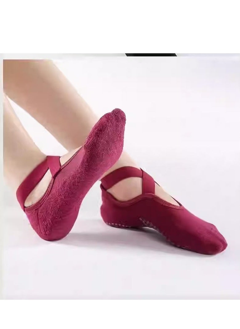 Generic - Anti-Skid Slipper Socks for Women Non-Slip Grips & Straps, Ideal for Pilates, Yoga, Pure Barre, Ballet, Dance, Barefoot Workout - Image 1