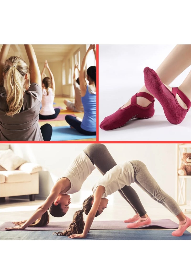Generic - Anti-Skid Slipper Socks for Women Non-Slip Grips & Straps, Ideal for Pilates, Yoga, Pure Barre, Ballet, Dance, Barefoot Workout - Image 1