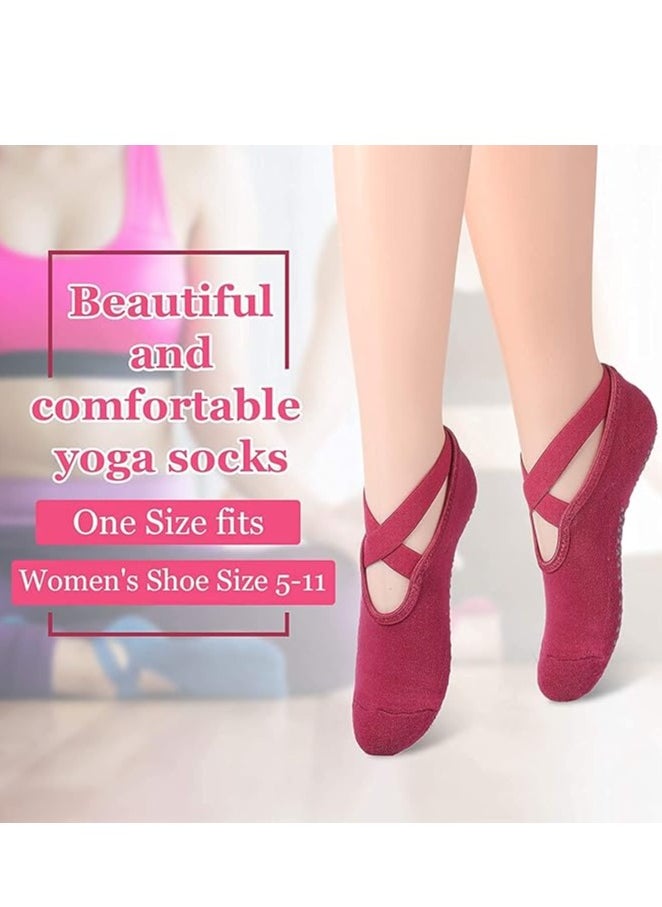 Generic - Anti-Skid Slipper Socks for Women Non-Slip Grips & Straps, Ideal for Pilates, Yoga, Pure Barre, Ballet, Dance, Barefoot Workout - Image 1