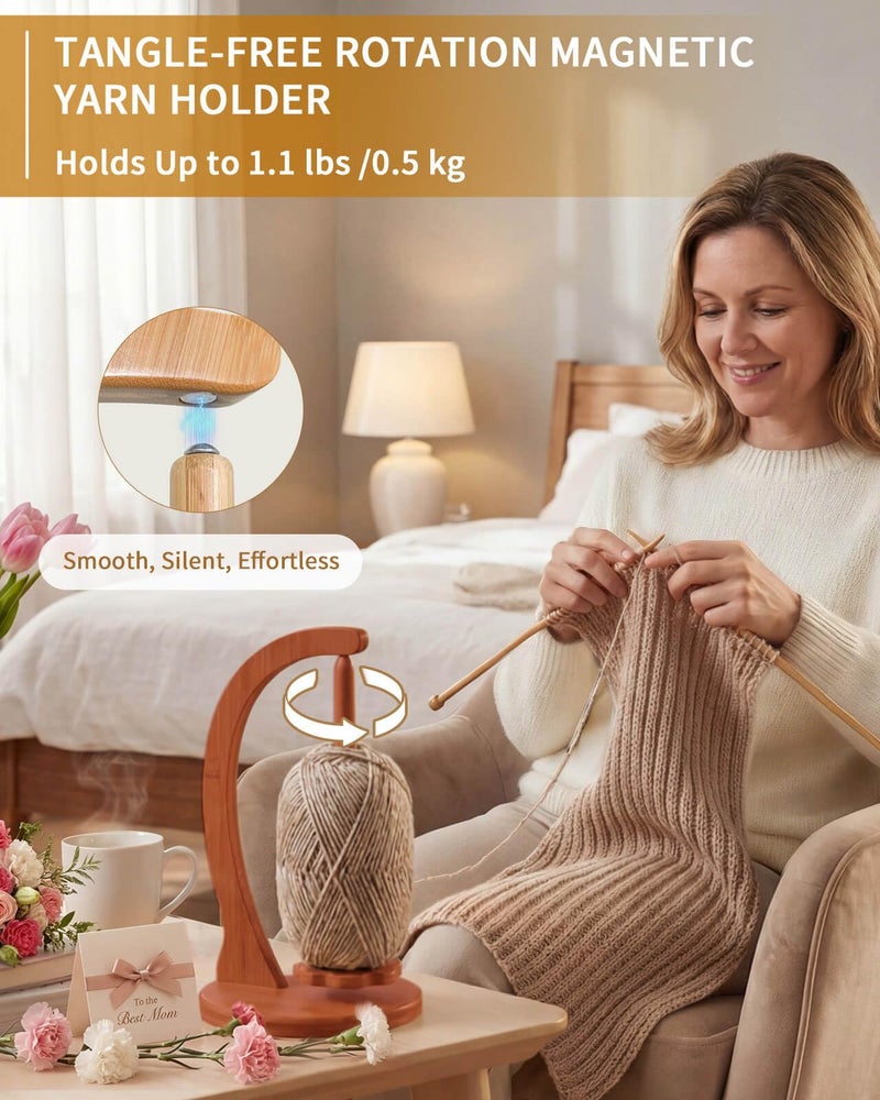 SPEENSUN Yarn Holder for Crocheting, Crochet Yarn Holder, Upgrade Larger Size & Magnetic Yarn Ball Holder for Most Yarns, Rotating Yarn Holder Hold Yarn Up to 1.1 lbs with Packaging Box - Image 2