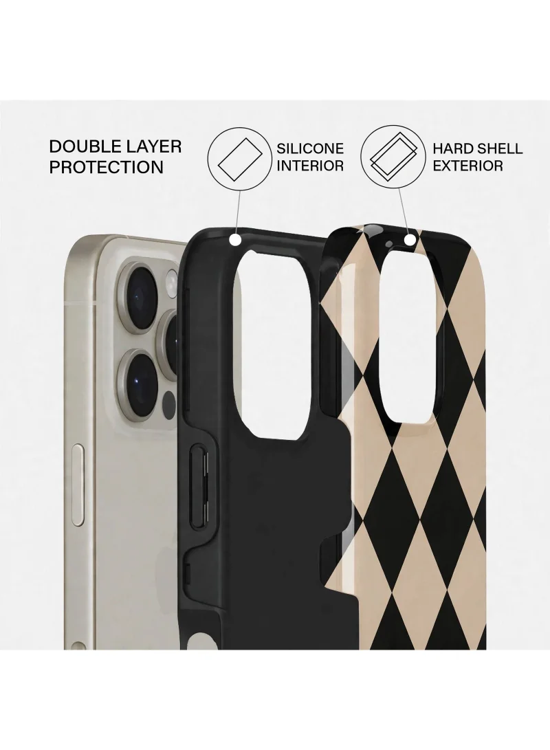 Mobcos iPhone 16 Pro Classic Diamond Premium Case Compatible with Hybrid Dual-Layer Hard Shell + Silicone Protection - Scratch-Resistant Shockproof Mobile Cover