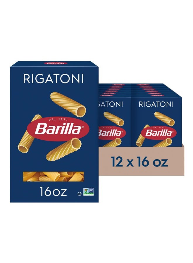 Barilla Rigatoni Pasta, 16 oz. Box (Pack of 12) - Non-GMO, Made with Durum Wheat Semolina - Kosher Certified - Image 1