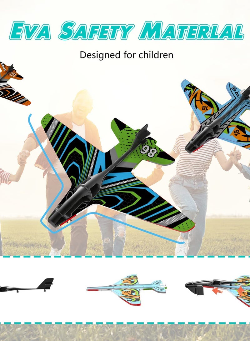 DURKU Catapult Toy Airplane with 8 pcs Glider Plane, One-Click Ejection Airplane Game, Kids Outdoor Sport Aircraft All Occasions Exciting and Fun Gift for Boys and Girls - Image 2