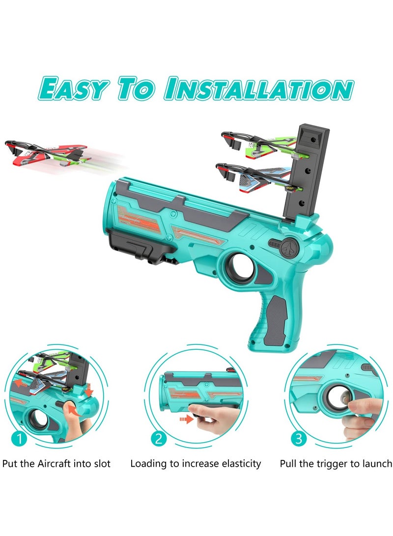 DURKU Catapult Toy Airplane with 8 pcs Glider Plane, One-Click Ejection Airplane Game, Kids Outdoor Sport Aircraft All Occasions Exciting and Fun Gift for Boys and Girls - Image 3