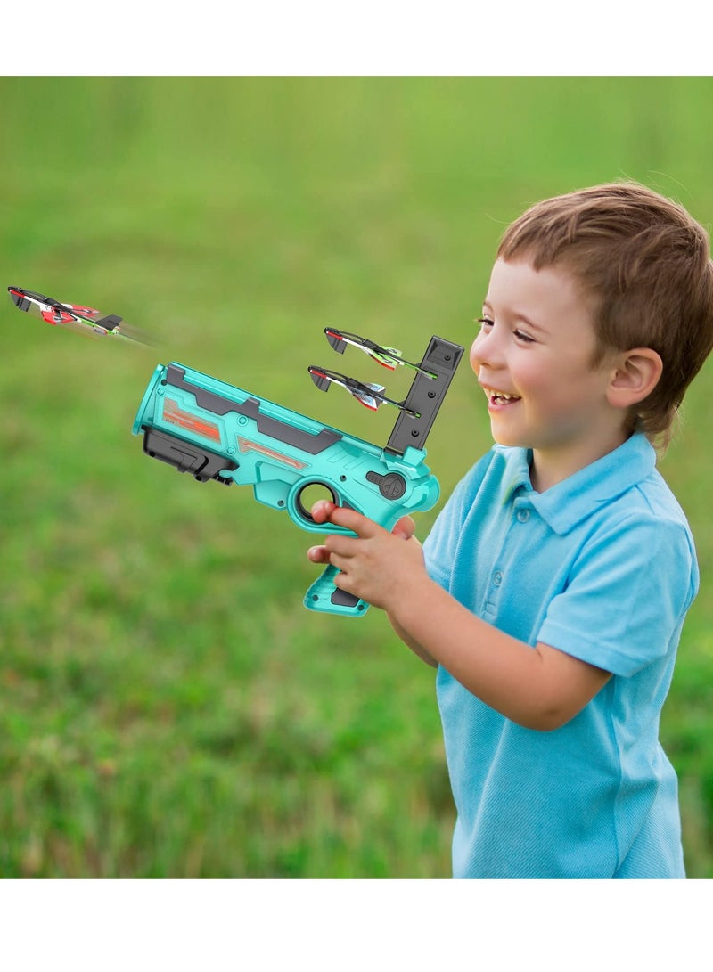 DURKU Catapult Toy Airplane with 8 pcs Glider Plane, One-Click Ejection Airplane Game, Kids Outdoor Sport Aircraft All Occasions Exciting and Fun Gift for Boys and Girls - Image 5
