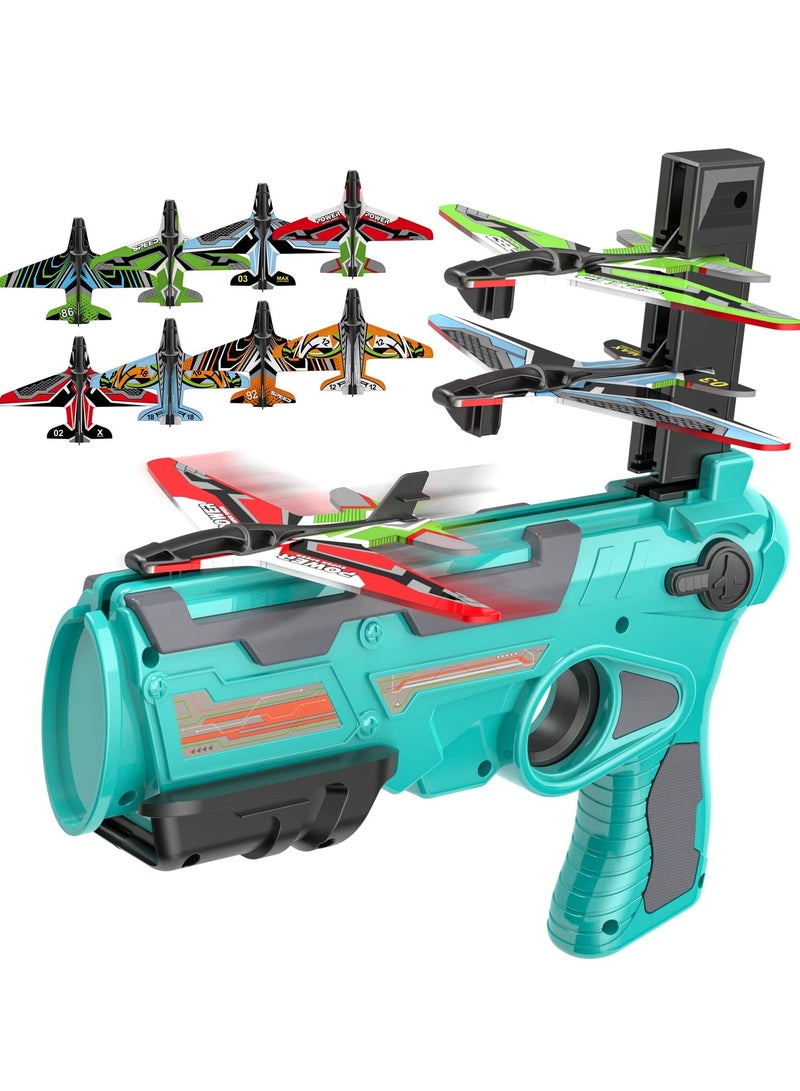 DURKU Catapult Toy Airplane with 8 pcs Glider Plane, One-Click Ejection Airplane Game, Kids Outdoor Sport Aircraft All Occasions Exciting and Fun Gift for Boys and Girls - Image 1