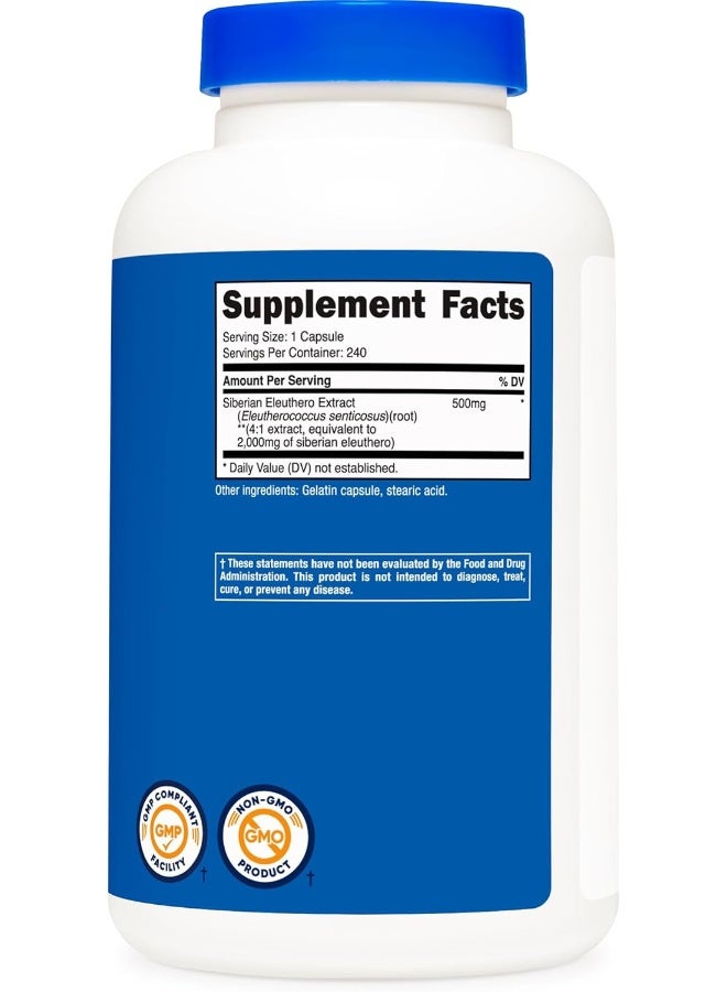 Nutricost نوتريكوست سيبيريان إلوثيرو - إلوثيروكوكوس سينتيكوس - خالي من الغلوتين وغير معدل وراثيًا 240 كبسولة - Image 5