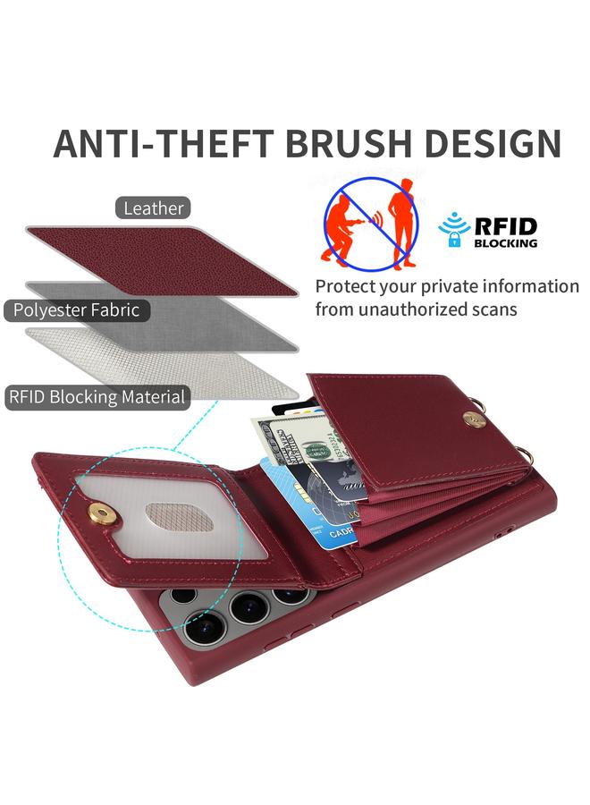 اس-توب جراب لهاتف Samsung Galaxy S25 Ultra 5G، جراب هاتف جلدي مزود بحزام وسحاب - Image 5