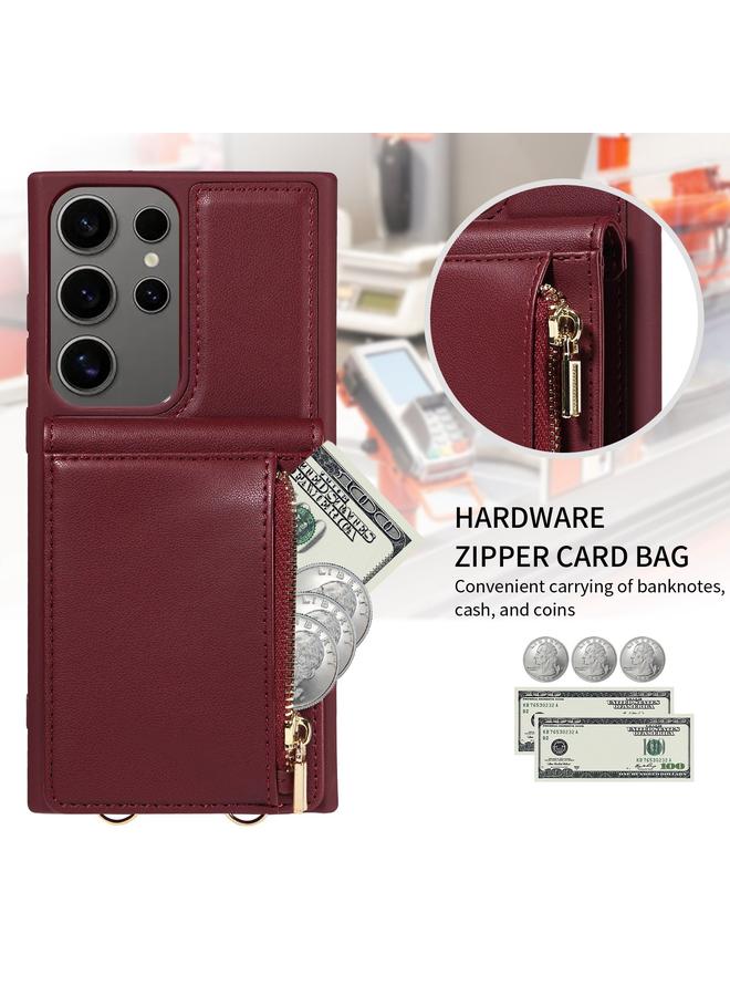 اس-توب جراب لهاتف Samsung Galaxy S25 Ultra 5G، جراب هاتف جلدي مزود بحزام وسحاب - Image 4