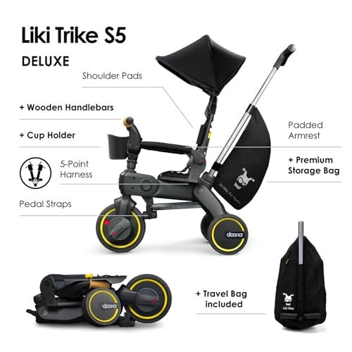 Doona Liki Trike S5, Nitro Black - 5-in-1 Compact, Foldable Tricycle - Suitable for Toddlers 10 to 36 Months - Image 2
