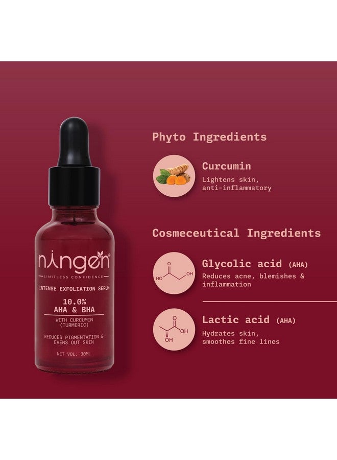 نينغن مصل التقشير المكثف من نينجن - 10% حمض ألفا هيدروكسي وحمض بيتا هيدروكسي مع الكركمين، 30 مل - مرطب، يقلل من حب الشباب والبقع، يمنح البشرة إشراقة شبابية، لجميع أنواع البشرة للنساء والرجال - Image 2