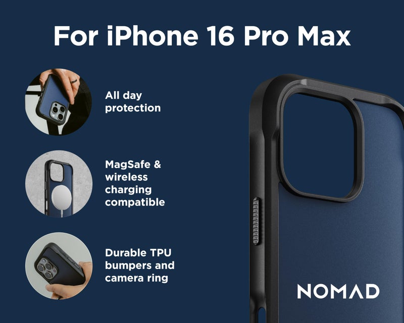 NOMAD iPhone 16 Pro Max Rugged Case - Atlantic Blue - iPhone 16 Pro Max Case with Magsafe Charging, Phone Case Tactical Rugged for Every Adventure - Image 2