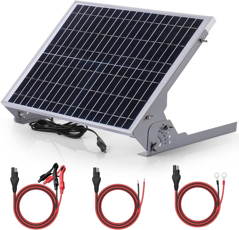 SUNER POWER 20W 12V Solar Battery Charger Maintainer, Built-in Smart MPPT Charge Controller, Adjustable Mount Bracket, Waterproof 20 Watt Solar Panel Kits for Car Automotive Boat Marine RV Trailer - Image 1