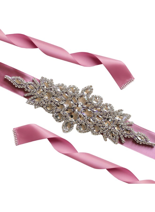 حزام وشاح زهور نسائي للبنات ， لفستان زفاف العروس/فستان زفاف الطفل (وردي داكن) - Image 4