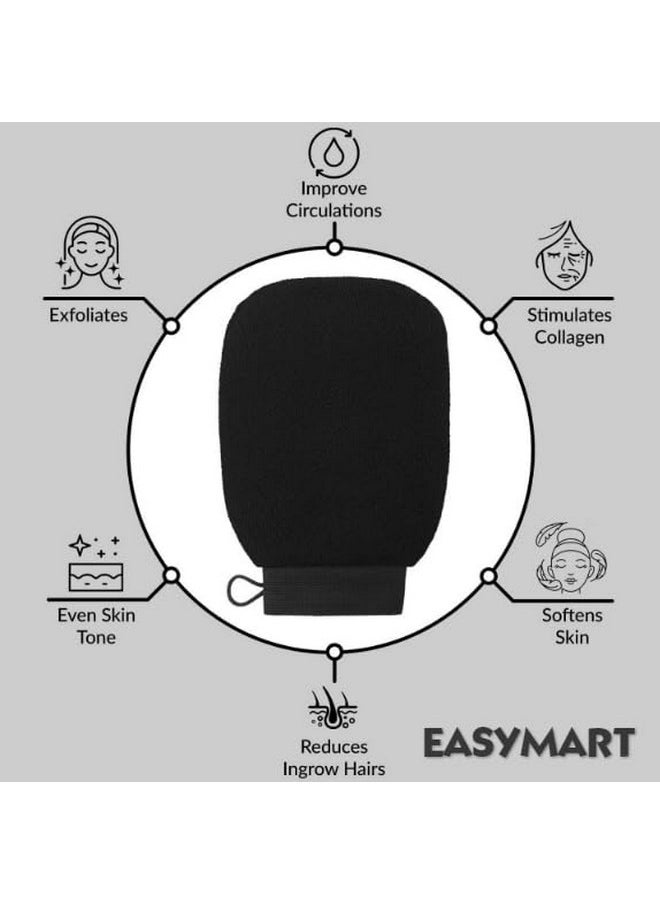 EASYMART Easymart Body Scrubber Exfoliator Mitt For Use At Shower Or Bath Pure Viscose Fibre Doublelayered Exfoliating Body Glove For Dead Skin Tan Removal For Face And Body By Easymart (Black)  - Image 3