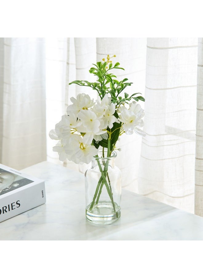 Home Box Liara Hydrangea Flower Arrangement with Still Water in Glass Bottle 33 cm  - Image 1