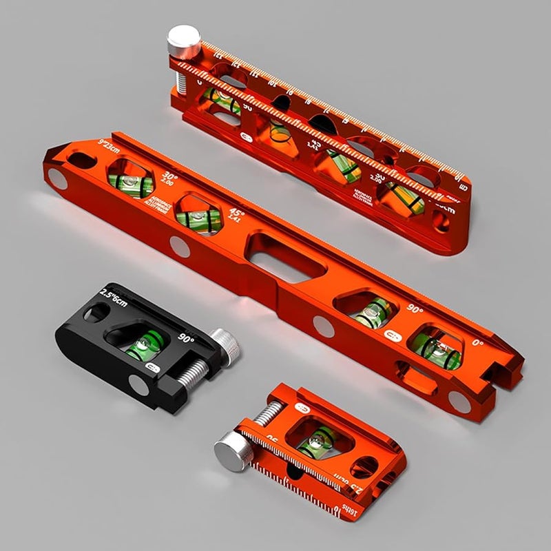 مستوى الروح المغناطيسي الأسود عالي الدقة من سبائك الألومنيوم أداة 2.5 6 9 بوصة 4 قوارير - Image 5
