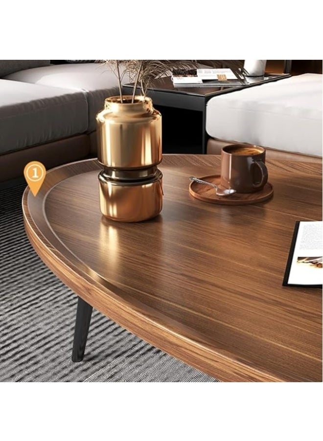 HOME TASTE 𝐎𝐧𝐞𝐃𝐜𝐨𝐫 Rustic Oval Coffee Table, Mid-Century Modern Wooden Center Table with Solid Legs, Waterproof Durable Sofa Tea Table for Living Room, Bedroom, Home Office & Coffee Shop - Image 1