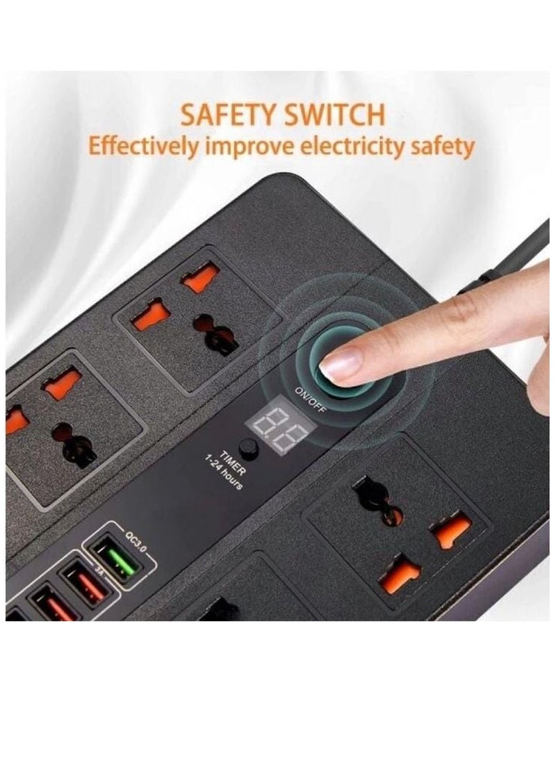 REBENUO Power Socket BKL-11 Power Socket 6 Sockets 5 USB 1 BD 2 Meter 3000 Watts Power Socket BKL-11 - Image 5