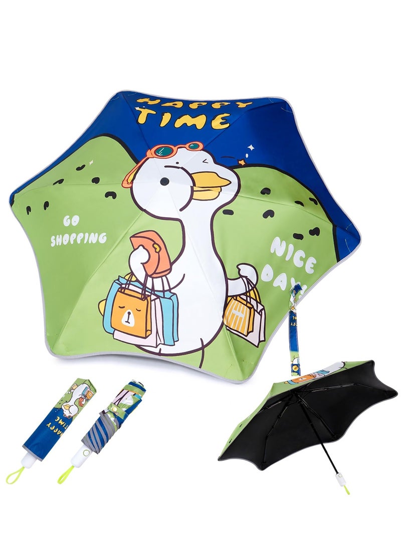 مظلة قابلة للطي بزوايا مدورة، مظلة مضادة للأشعة فوق البنفسجية، مظلة مدمجة ومتينة، تفتح وتغلق تلقائيًا، خفيفة الوزن، مظلة حقيبة ظهر، مظلة كرتونية للبنات والأولاد - Image 1