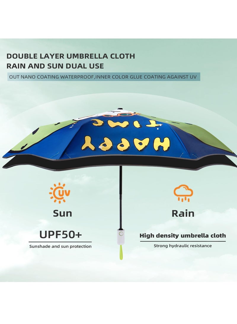 مظلة قابلة للطي بزوايا مدورة، مظلة مضادة للأشعة فوق البنفسجية، مظلة مدمجة ومتينة، تفتح وتغلق تلقائيًا، خفيفة الوزن، مظلة حقيبة ظهر، مظلة كرتونية للبنات والأولاد - Image 4