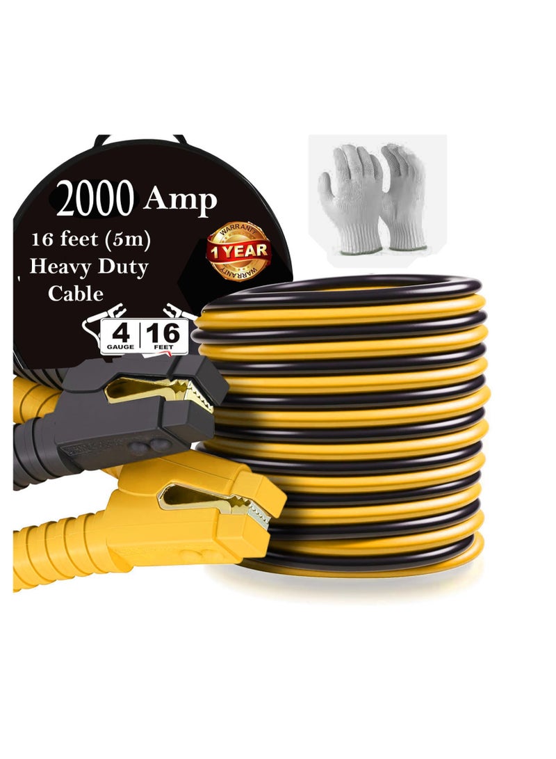 TORONTO 2000AMP Heavy Duty Jumper Cables – 16 Feet (5m) Battery Booster with Carry Bag & Gloves for Car, Van, Truck - Image 1