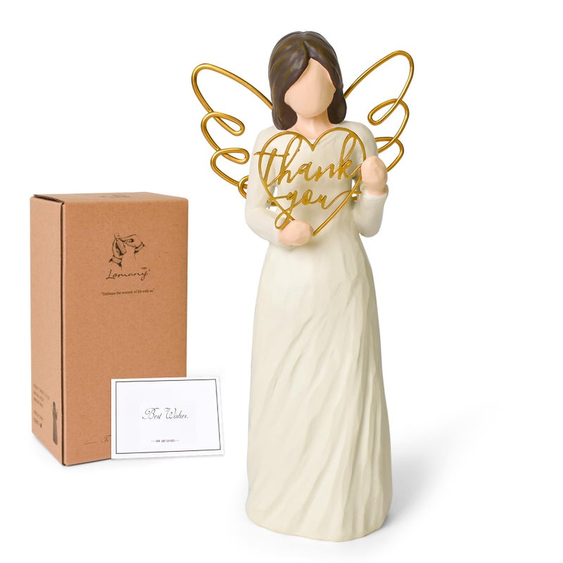 DUMING-IN Thank You Gifts for Women, Teacher Appreciation Gifts, Best Thank You Gift for Coworker, Friend, Caregiver, Hand-Painted Sculpted Angel Figurines for Thanksgiving Christmas - Image 1